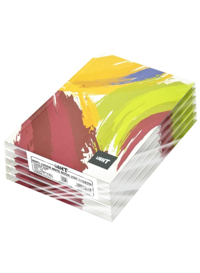 FIS Light Hard Cover Notebook, Pack of 5 Pieces, Single Line, A4 Size, 100 Sheets - LINBA41804 - Image 1